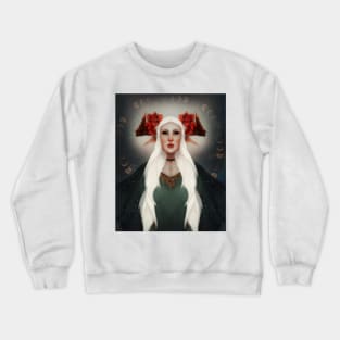 Portrait of a magical Celestial Fairy Queen Moon Phase and Star Background Crewneck Sweatshirt